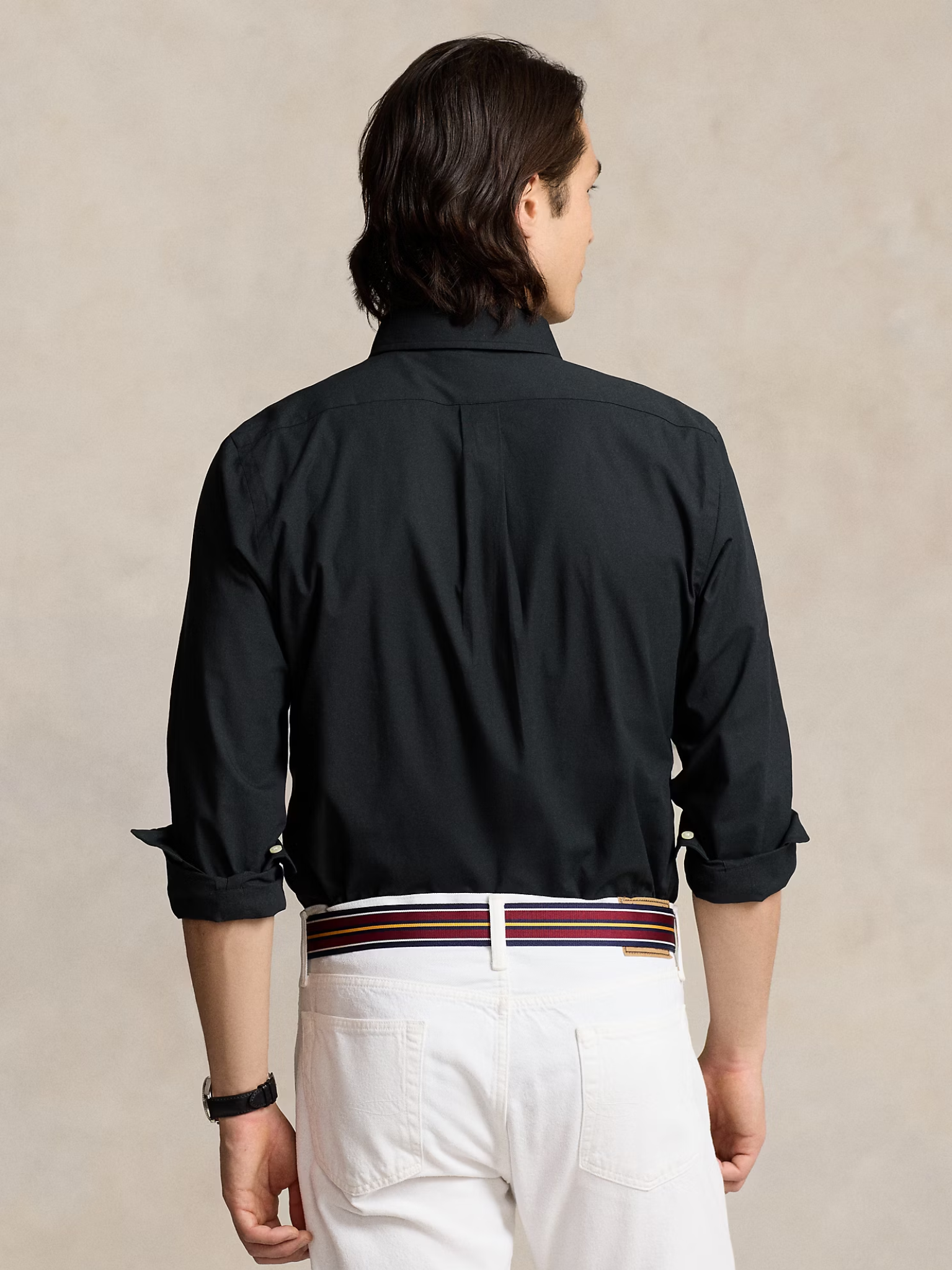 RALPH LAUREN Custom Fit Stretch Poplin Shirt Polo Black