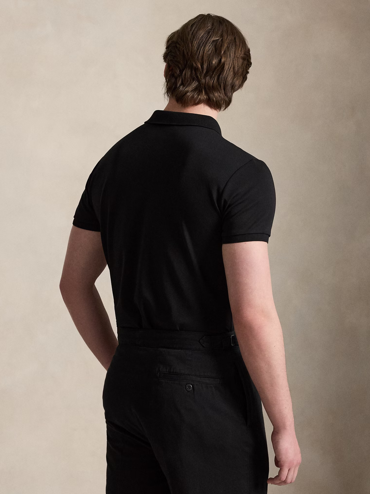 RALPH LAUREN Custom Slim Fit Soft Cotton Polo Shirt Polo Black