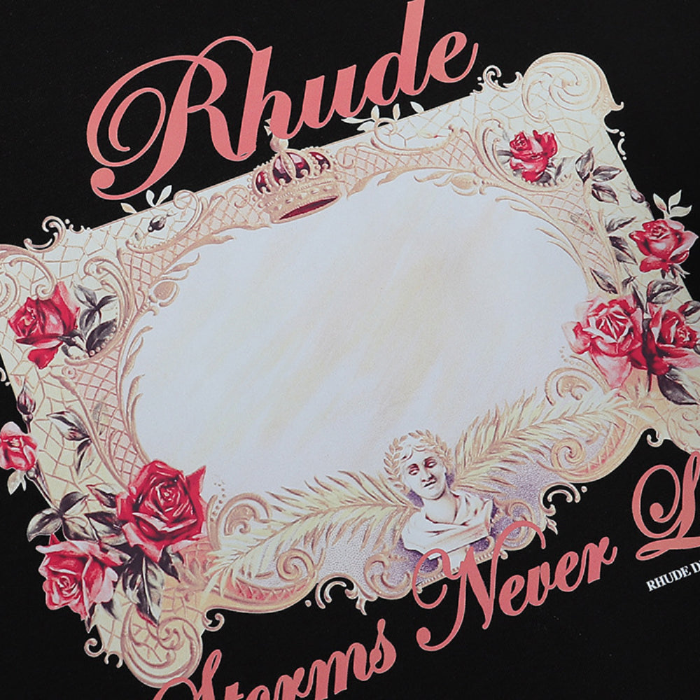 Rhude T-shirt Rose Mirror Print Short Sleeve T-shirt