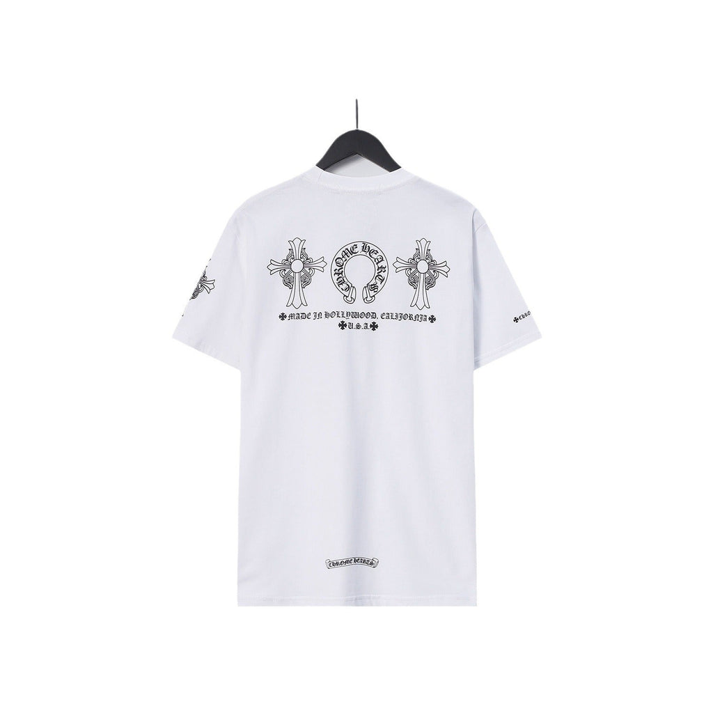 Chrome Heart T Shirts Chrome Hearts Cross Sanskrit Print Short Sleeve Crew Neck T-Shirt